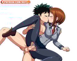 1boy 1girls big_breasts brown_hair canon_couple closed_eyes clothed clothed_sex cum_in_pussy female from_behind_position green_hair izuku_midoriya kissing kissing_while_penetrated male my_hero_academia naked naked_male nude nude_male nude_male_clothed_female ochako_uraraka panties_aside pantyhose patreon penis reit school_uniform schoolgirl sex short_hair skirt skirt_up teenage_boy teenage_couple teenager torn_clothes torn_pantyhose u.a._school_uniform vaginal_penetration