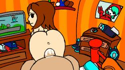 1boy 1girls 2d animated anus ass back backboob bedroom big_ass big_butt black_eyes breasts brown_hair butt cum cum_in_pussy cum_inside dodo-bot female female_focus indoors light-skinned_female light-skinned_male light_skin looking_back male mario_(series) mii mii_gunner mii_gunner_(smash_4) mob_face nintendo pale-skinned_female pale_skin penis pussy sex shoulder_length_hair shy_gal straight super_smash_bros. super_smash_bros._for_nintendo_3ds_and_wii_u tagme vaginal vaginal_penetration