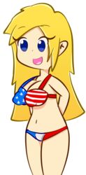 1girls american_flag american_flag_bikini big_breasts blonde_hair blue_eyes breasts doodle female hands_behind_back long_hair smile solo testgril