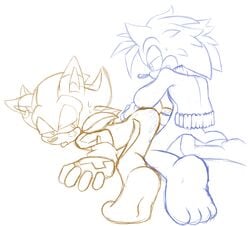 anal ass barefoot feet gay leatherruffian male oc original_character penis sketch sonic_(series) yaoi