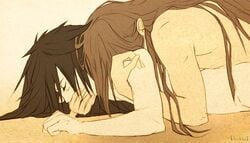 2boys black_hair brown_hair closed_eyes from_behind from_behind_position gay long_hair male male_only multiple_boys naked naruto naruto_shippuden nude senju_hashirama uchiha_madara yaoi