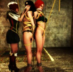 3d 3girls black_hair blakknight08 blindfold bondage bound breasts cd_projekt_red female female_only femdom femsub gag lingerie multiple_girls multiple_subs no_panties red_hair rope shani suspension the_witcher the_witcher_(series) the_witcher_2 the_witcher_3:_wild_hunt triss_merigold yennefer yuri