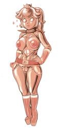 1girls belt big_breasts big_nipples bodysuit boots breasts breasts_out breasts_out_of_clothes crown diamond_earrings earrings female female_only gloves grey_impact hand_on_hip handkerchief lips lipstick mario_(series) mario_kart metal metal_body metal_boots metal_breasts metal_clitoris metal_girl metal_gloves metal_hair metal_hand metal_head metal_nipples metal_pussy metal_skin metal_vagina metallic metallic_body metallic_clothing metallic_hair metallic_nipples metallic_skin nintendo nipples no_pupils pink_gold_peach ponytail pussy racing_suit shiny_breasts shiny_hair shiny_skin shiny_suit solo solo_female thick thick_thighs thighs tied_hair white_background wide_hips zipper