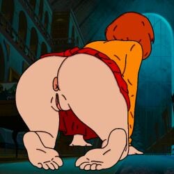 all_fours anus ass miniskirt no_panties pussy scooby-doo thighs velma_dinkley