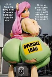 1girls aged_up ai_generated anthro anthro_female ass ass_focus bbw big_ass bimbo bubble_ass bubble_butt daballsman dumptruck_ass english_text equine fat_ass female female_only femdom femdom_caption fluttershy_(mlp) friendship_is_magic furry furry_female green_clothing green_legwear hasbro horse horse_girl huge_ass illustrious_(stable_diffusion) large_ass larger_female mature_female my_little_pony older_female presenting_hindquarters showing_off solo solo_female tattoo teasing teasing_viewer text tight_clothing wide_hips yoga_pants