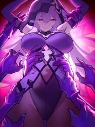 2026 below_view big_breasts black_swan_(honkai:_star_rail) distr honkai:_star_rail honkai_(series) hoyoverse huge_breasts navel ninra pantyhose purple_hair tagme thick_thighs thighs