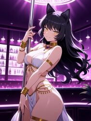 1girls ai_generated blake_belladonna dancer dancer_outfit dancing pole rwby solo solo_female stripper stripper_pole tagme