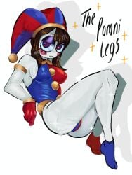 ass bangs big_eyes black_hair booty butt cameltoe clown_girl clown_makeup feet legs long_legs medium_breasts nipple nipple_bulge panties panties_showing pomni_(the_amazing_digital_circus) pose sexy_legs shoulder_length_hair sweaty sweaty_legs the_amazing_digital_circus thighs underwear underwear_showing white_skin