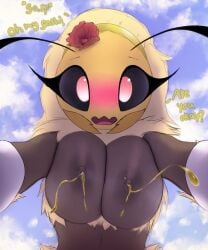 bee big_breasts honey looking_at_viewer thousandfoldfeathers
