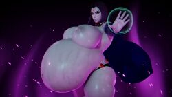 1girls 3d belly big_belly big_breasts breasts dc_comics female female_only huge_belly huge_breasts hyper_pregnancy nipples pregnant rav3n3d raven_(dc) stretch_marks teen_titans