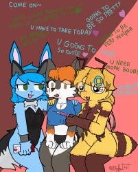 anthro blush blushing blushing_female english english_dialogue english_text fur furry heart multicolored_fur needle noitz rafat4t