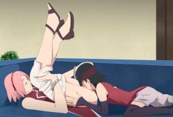 2girls accurate_art_style adult_and_teenager age_difference alternate_costume ass black_hair blush boruto:_naruto_next_generations clothed clothed_sex cunnilingus dress eating_pussy faithful_to_the_anime female female/female female_only incest licking licking_pussy looking_pleasured lying_on_back lying_on_person milf moaning mother_and_daughter multiple_females multiple_girls naruto naruto_(series) older_female optimystic oral oral_sex parent_and_child petite pink_hair pussy pussy_juice sakura_haruno sarada_uchiha sitting spread_legs uchiha_sarada young younger_female yuri