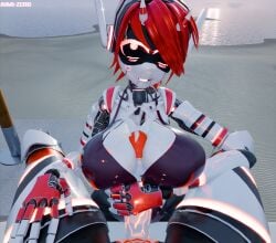 3d 3d_(artwork) a.c.e_(aimizer0) a.i.m.i_(aimizer0) aimizer0 beach big_breasts bikini blender pink_eyes pink_hair robot robot_boy robot_girl sexbot white_body