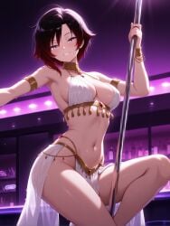 1girls ai_generated dancer dancer_outfit dancing pole ruby_rose rwby solo solo_female stripper stripper_pole tagme