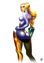 1girls 2015 ass big_ass big_breasts blonde_hair bodysuit breasts female female_only metroid nintendo nipple_bulge samus_aran skin_tight solo tagme_(artist) zero_suit zero_suit_samus