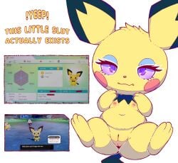 blackmail cub exposed_breasts exposure female flat_chest irl irl_character offering offering_to_viewer pichu pokemon pokemon_(species) presenting pussy sharalythesheep small_breasts young