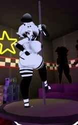 arm_sleeves big_ass bonfie bonfie_(cryptia) character_fusion cryptiacurves cute fap_nights_at_frenni's five_nights_at_freddy's fnaf fnia huge_breasts puppet_(fnaf) stockings stripper_pole vrchat vrchat_avatar wide_hips