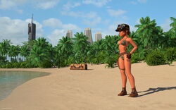 1girls 3d artist_name bare_shoulders beach big_breasts bikini bikini_bottom bikini_top brown_hair busty cleavage curvy detailed_background eyelashes female female_only fingerless_gloves front_view gloves goggles helmet hourglass_figure human jyn_erso kondaspeter midriff outdoor outside pose posing rogue_one:_a_star_wars_story sand scarif shadow shiny shiny_skin shoes short_hair solo standing star_wars thong voluptuous water wide_hips