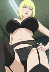 1girls ai_generated ass ass_visible_through_thighs bare_chest bare_legs bare_shoulders bare_thighs barely_clothed bbw big_breasts blonde_hair blue_eyes blunt_bangs bob_cut bra breasts breasts_bigger_than_head busty child_bearing_hips cleavage collarbone embarrassed female female_only front_view garter_belt garter_straps high_resolution kageno lace-trimmed_bra large_breasts light-skinned_female light_skin lingerie lingerie_only makeup mature mature_female midriff mostly_nude naruto naruto_(series) naruto_shippuden oppai pale-skinned_female pale_skin panties pinup pulled_by_self samui seducing seduction seductive_pose serious serious_look shiny shiny_hair shiny_skin short_hair solo solo_focus standing stockings thick_thighs thighs tights top_heavy underwear underwear_only voluptuous voluptuous_female