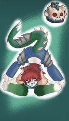 delta_(minstlu) female_only jack-o'_pose minstlu minstlu_oc oc_minstlu red_hair roblox roblox_game robloxian t_rex t_rex_(blox_fruits) tail