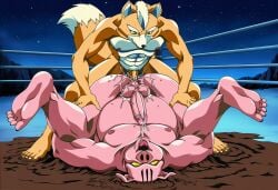 ai_generated anal completely_nude fox_mccloud male male_only mud mud_wrestling novelai pigma_dengar piledriver_position self_upload star_fox wrestling_ring younger_dom_older_sub younger_penetrating_older