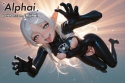 1girl 2025 2026 4k absurd_res absurdres ahe_gao ai ai-created ai-generated ai_art ai_assisted ai_generated alphai blushing bodysuit cinematic_lighting close-up colorful_background cosplay depth_of_field detailed_hair detailed_skin detailled_background dramatic_shadows drooling elf elf_ears emblem eyelashes eyeliner female female_face flat_chest frieren_(sousou_no_frieren) frieren_beyond_journey's_end full_body green_eyes grey_hair heart-shaped_pupils high_quality high_resolution highres long_hair naughty_face nipples particles patreon patreon_link patreon_url patreon_username perspective petite pointed_ears pointy_ears pussy raised_eyebrows rolling_eyes seductive_eyes semirealistic short_stature side_angle skin_tight skindentation slender small_breasts sousou_no_frieren spider-man_costume thin tight_clothes tongue_out torn_clothes twintails volumetric_lighting watermark white_hair