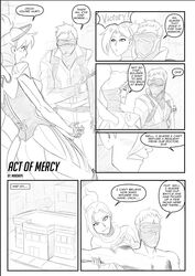 1boy 1girls ass black_and_white breasts comic female line_art male mercy mindwipe overwatch soldier_76 tagme