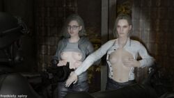 3d alyssa_ashcroft alyssa_ashcroft_(kate_delic) angry angry_expression angry_face angry_female belly belly_button blender blonde blonde-haired_female blonde_female blonde_hair blonde_hair_female bob_cut bobcut boobs boobs_out breast_grab breasts breasts_out capcom captured captured_female captured_heroine flashing flashing_breasts flashlight forced forced_exposure frankiely_spicy glasses grace_ashcroft grace_ashcroft_(julia_pratt) hoodie hoodie_lift indoor indoors indoors_nudity inside milf mommy mother mother_and_daughter navel night night_sky nipples older_female older_female_and_younger_female resident_evil resident_evil_9:_requiem rifle scared scared_expression scared_face scared_female shirt shirt_lift shirt_open shirt_up short_hair soldier weapon