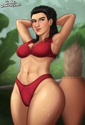 007 1girls 2026 2d 2d_(artwork) arms_behind_head arms_up athletic athletic_female bikini bikini_bottom bikini_top black_hair bra breasts cameltoe cleavage curvaceous curvaceous_female curvaceous_figure curves curvy curvy_body curvy_female curvy_figure curvy_hips digital_drawing_(artwork) digital_media_(artwork) female female_focus female_only hi_res high_quality high_resolution highres james_bond_(series) joakadraws light-skinned_female light_skin medium_breasts mole panties pose posing presenting presenting_breasts pussy pussy_lips pussy_peek red_bikini red_bikini_bottom red_bikini_top red_bra red_panties showing_off theresa_lorca thick_thighs vagina watermark wet wet_body wet_skin