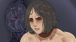 adoniasfra after_cunnilingus animal_genitalia anus horse puffy_anus saliva_string saliva_trail serana skyrim tagme vampire_girl wip