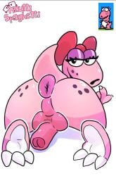 2d 2d_(artwork) ass ass_focus balls birdo birdo_(character) bow claws cock eyelashes eyeshadow female female_only huge_asshole huge_balls mario_(series) nautti_spaghetti nintendo nintendo_entertainment_system pink_skin presenting presenting_ass super_mario_bros. super_mario_bros._2 tail