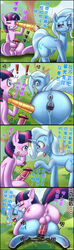 ! anatomically_correct anus balls blush comic cum cum_inside cum_on_pussy daimo dialogue duo erection eyewear female forced friendship_is_magic futanari intersex monocle my_little_pony penetration penis precum puffy_anus surprise sweat tears text translation_request trixie_(mlp) twilight_sparkle_(mlp) vaginal_penetration