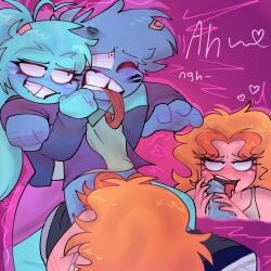 1boy 2girls 2girls1boy blowjob eyelashes fem_dom grabbing_from_behind licking_penis lipstick_mark male_moaning moaning nonconsensual not_my_oc penis_in_mouth roze_stacey sexual_assault sexual_harassment sucking_penis vlue_lake vlues_key watching_rape zky_cyan
