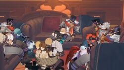 6+boys albedo_(genshin_impact) anal anal_sex blowjob diluc_(genshin_impact) gay genshin_impact kaeya_(genshin_impact) kiryuma lohen_(genshin_impact) oral oral_sex orgy tagme varka_(genshin_impact) video