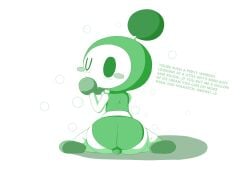 1boy ass balls balls_bulge big_ass big_butt bomberman bulge butt english_text gay green_bomber green_bomberman male male_focus male_only offscreen_character solo solo_male super_bomberman_r talking talking_to_viewer text viewer_pov