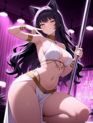 1girls ai_generated blake_belladonna dancer dancer_outfit dancing pole rwby solo solo_female stripper stripper_pole tagme
