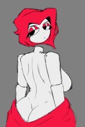 alien_girl ass back big_ass black_eyes breasts female friday_night_funkin friday_night_funkin_mod hotline_024 imnotxenxenxen looking_back nikku_morioka no_panties red_hair short_hair taking_clothes_off white_skin