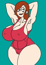 1girls aged_up alternate_version_available armpits arms_behind_head big_breasts black_eyes breasts_bigger_than_head brown_hair busty caglioro3666 cleavage curvy deep_armpits disney disney_channel disney_xd ear_piercing earrings erect_nipple erect_nipples female female_only freckles front_view gravity_falls hourglass_figure human innie_pussy long_hair looking_at_viewer nipple_bulge older one-piece_swimsuit open_mouth piercing pose posing simple_background solo standing straight_hair swimsuit teenage thick_thighs voluptuous wendy_corduroy white_female wide_hips