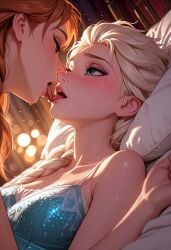 2girls ai_generated anna_(frozen) elsa_(frozen) female female_only frozen_(film) incest lesbian royalty tagme yuri
