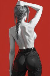 1girls ai_generated chainsaw_man long_hair makima_(chainsaw_man) monochrome tagme