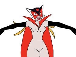 breasts cape doronjo full_body full_nude mask pussy simple_background tits uncensored yatterman