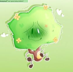 azrealrou battle_for_dream_island bfdi blush cute flowers object_shows penis precum tree_(bfdi) wavy_mouth