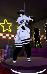 arm_sleeves big_ass bonfie bonfie_(cryptia) character_fusion cryptiacurves cute fap_nights_at_frenni's five_nights_at_freddy's fnaf fnia huge_breasts puppet_(fnaf) stockings stripper_pole vrchat vrchat_avatar wide_hips