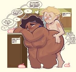 blonde_hair camila_noceda condom filled_condom filled_condoms goodbyellow hunter_(the_owl_house) latina latina_female latina_milf milf pointy_ears scar the_owl_house