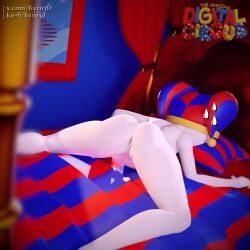 back_view face_in_pillow pomni pomni_(tadc) pomni_(the_amazing_digital_circus) pussy_juice pussy_juice_drip tadc the_amazing_digital_circus