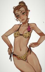 1girls bikini breasts brown_hair cleavage female female_only flower luan_loud mossa nickelodeon ponytail skinny small_breasts solo solo_female straight_hair the_loud_house thigh_gap