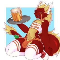 alcohol anthro asian_mythology beer beverage blonde_hair body_hair chest_fur chest_hair chest_tuft clothing crop_top digital_drawing_(artwork) digital_media_(artwork) digitigrade dragon east_asian_mythology eastern_dragon erection femboy femboy_hooters fingers fluffy fluffy_ears fluffy_hair fluffy_tail footwear fur genitals gimnie hair hi_res holding_object horn legwear looking_at_viewer male mammal money multicolored_body multicolored_fur multicolored_hair mythological_creature mythological_scalie mythology penis purple_eyes red_body red_hair scalie shirt shoes simple_background smile sneakers solo tail tail_tuft thigh_highs thong topwear tuft underwear vitamin_c_(forwardpickup) whiskers white_body white_fur yellow_body yellow_fur