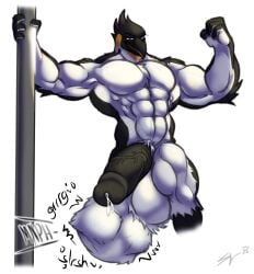 anthro avian balls beak ben_the_penguin biceps big_balls big_penis bird bodily_fluids cock_vore cum digital_media_(artwork) erection feathers genital_fluids genitals hair hi_res huge_balls huge_cock humanoid_genitalia humanoid_penis hyper hyper_balls hyper_genitalia ivore king_penguin male muscular muscular_anthro muscular_male nude pecs penguin penile penis simple_background smile solo text vein veiny_penis vore