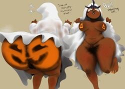 1girls 2024 ass ass_focus ass_hair ass_up barrybbeesly big_ass big_butt chubby_belly costume dark-skinned_female dark_skin fat_ass female gasp ghost ghost_costume hairy hairy_anus hairy_ass hairy_asshole hairy_pussy halloween halloween_costume halloween_theme indian indian_female knees_bent micro_bra orange_ass painted painted_ass painted_butt pannom_(barrybbeesly) presenting presenting_ass presenting_belly presenting_breasts pubic_hair pumpkin_butt pussy_hair wobble wobbling wobbling_ass wobbling_butt