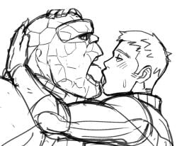 bara burankoprn fantastic_four fantastic_four:_first_steps gay human_torch johnny_storm male male_only marvel marvel_cinematic_universe muscular muscular_male the_thing_(marvel) tongue_out yaoi